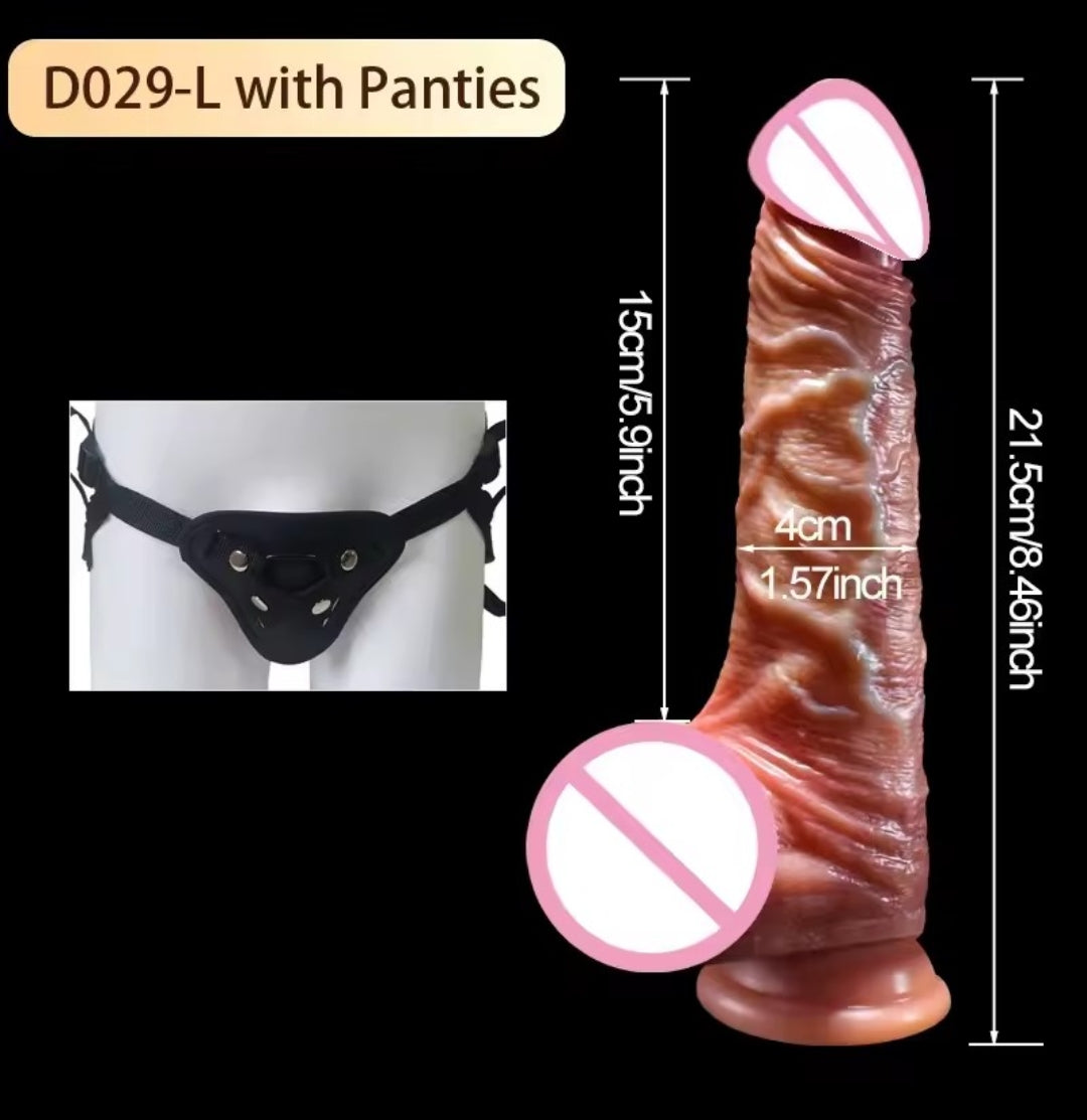 Wearable Realistic Strap-On Silicone Dildo with Panties