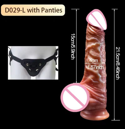 Wearable Realistic Strap-On Silicone Dildo with Panties
