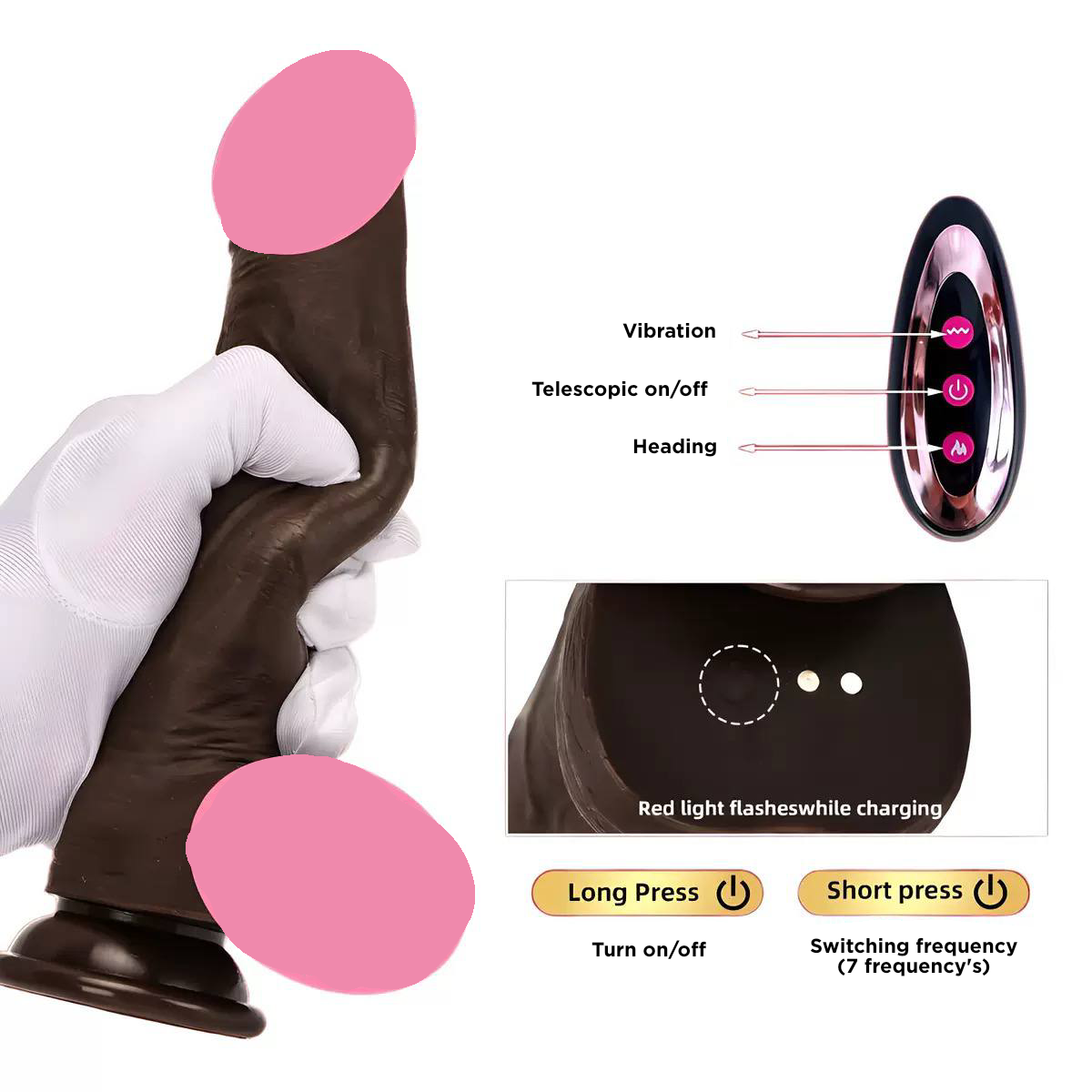 Wireless Remote Realistic Vibrating Dildo with Suction Cup