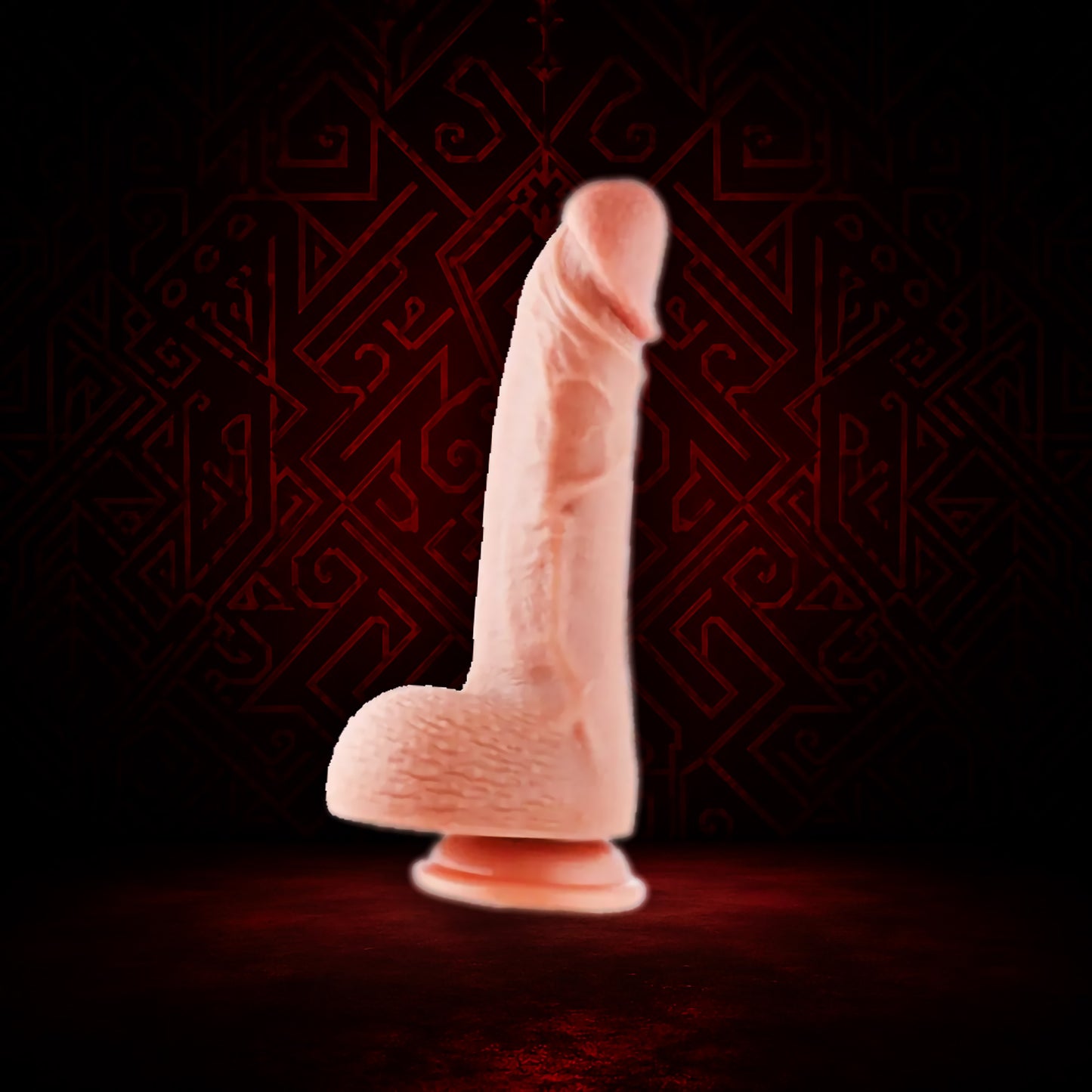 Sexual product on a dark background with intricate patterns